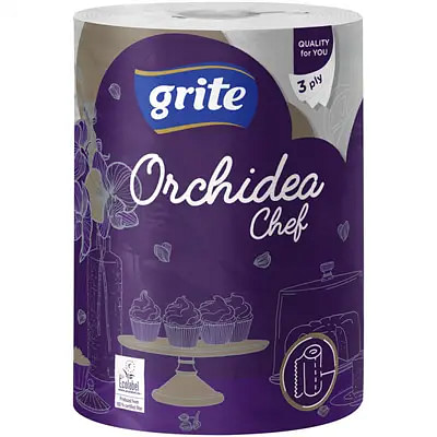 Køkkenrulle, Grite Orchidea, 3-lags, 100% nyfiber, 28 ruller